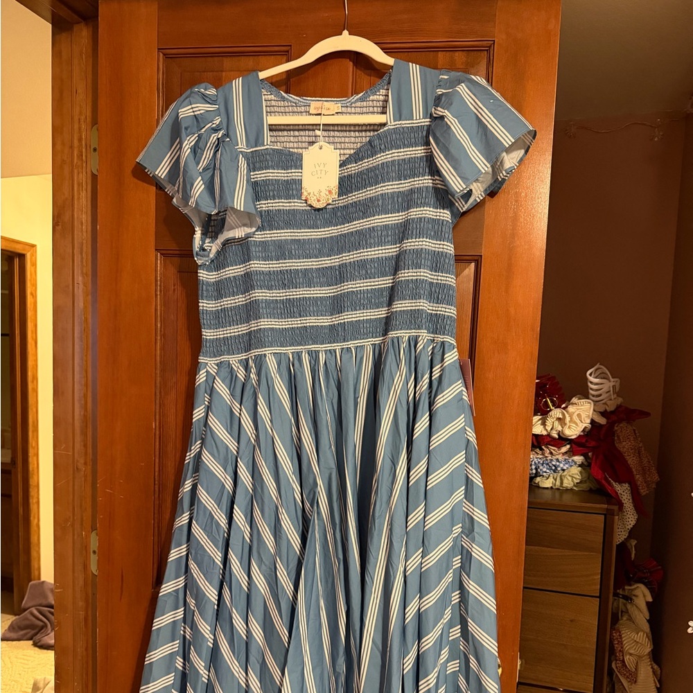 Ivy City Co Adelaide Dress in Blue